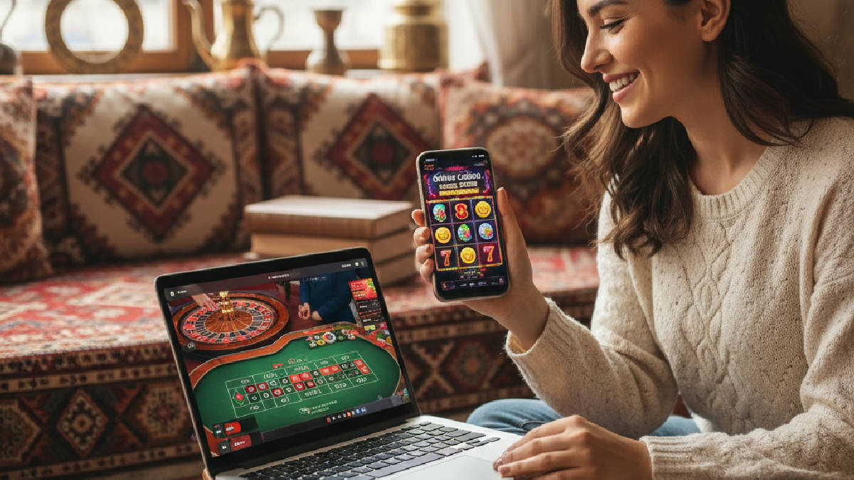 Discount Casino sitesine başarılı bir şekilde erişim sağlanmış mobil ve bilgisayar ekranları.